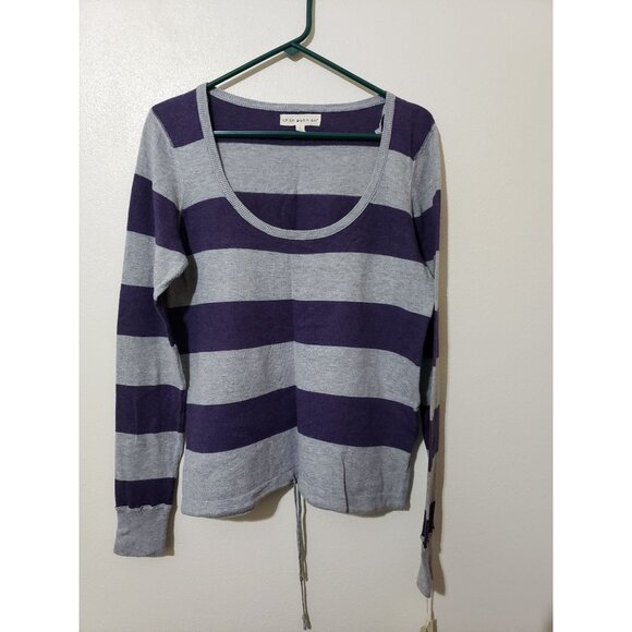 If it were me blue and gray, long sleeve, scoop neck, drawstring hem top size L - Picture 1 of 6